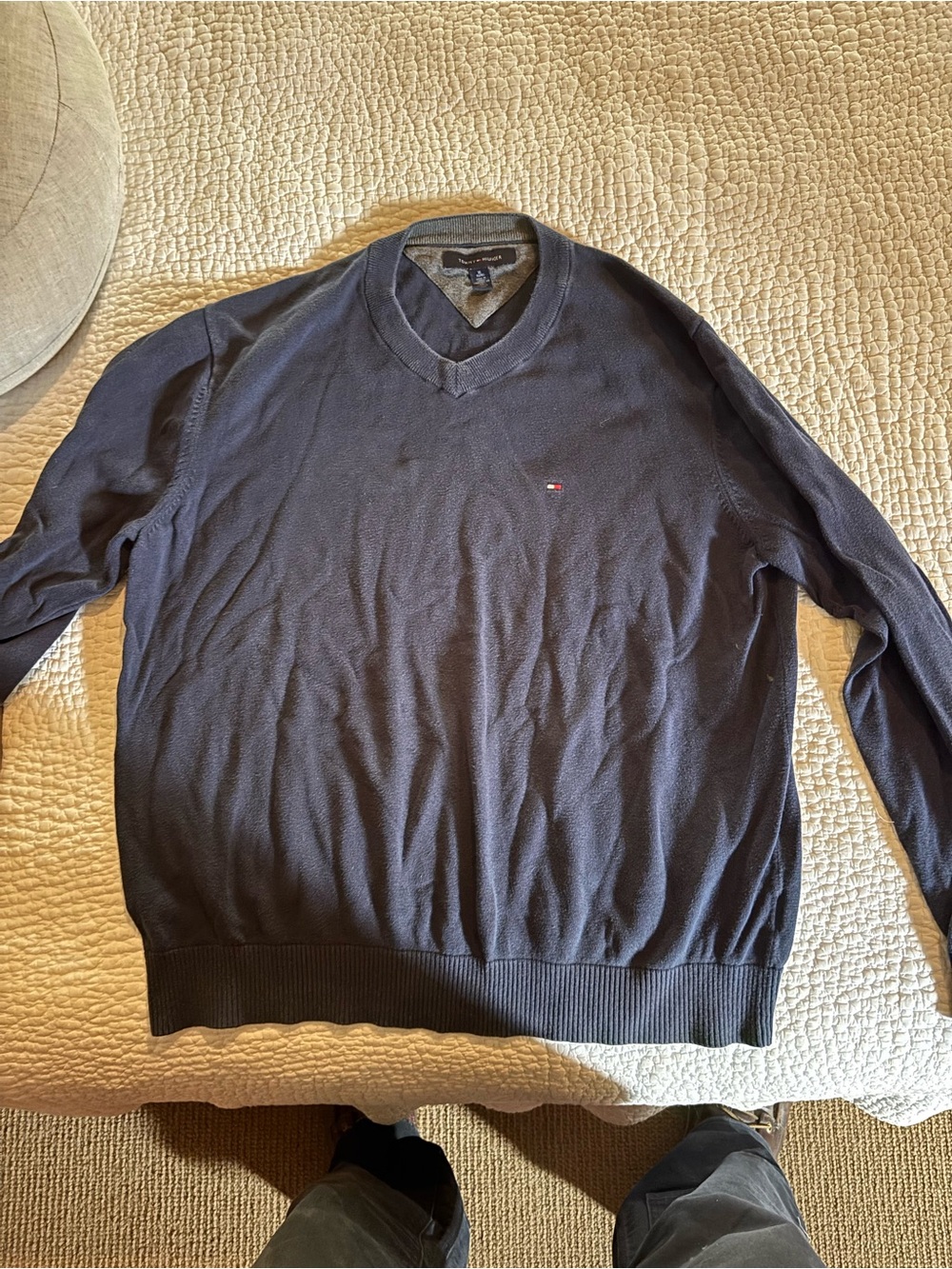 Tommy Hilfiger Dark Navy V-Neck Knit Sweater